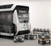 Der Brennstoffzellenbus „Moving e“ kann mobile Energiespeicher laden
