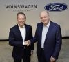 Volkswagen CEO Dr. Herbert Diess and Ford President and CEO Jim Hackett.